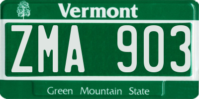 VT license plate ZMA903