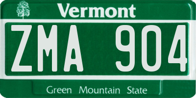 VT license plate ZMA904