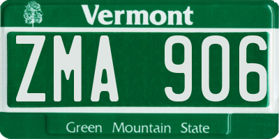 VT license plate ZMA906