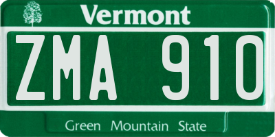 VT license plate ZMA910