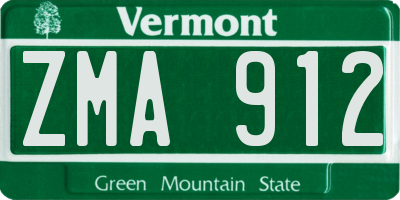 VT license plate ZMA912