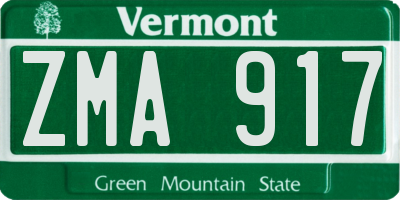 VT license plate ZMA917