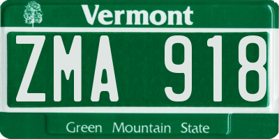 VT license plate ZMA918