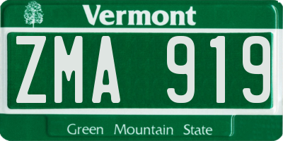 VT license plate ZMA919