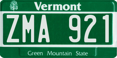 VT license plate ZMA921