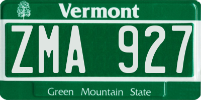 VT license plate ZMA927