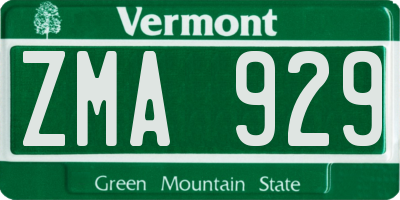 VT license plate ZMA929