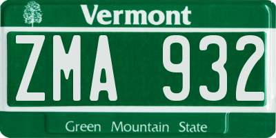 VT license plate ZMA932