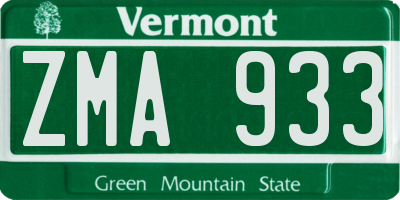 VT license plate ZMA933