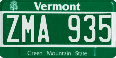 VT license plate ZMA935