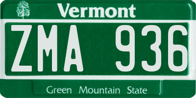 VT license plate ZMA936
