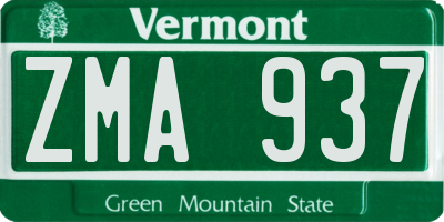 VT license plate ZMA937