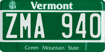 VT license plate ZMA940