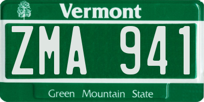VT license plate ZMA941