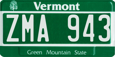 VT license plate ZMA943