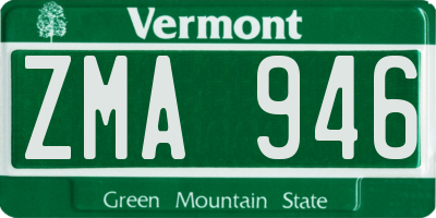 VT license plate ZMA946