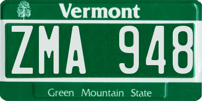 VT license plate ZMA948