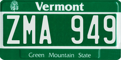 VT license plate ZMA949