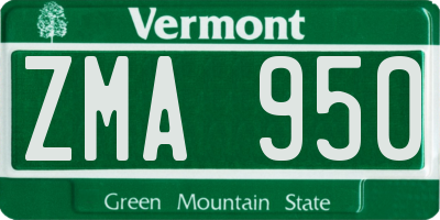 VT license plate ZMA950