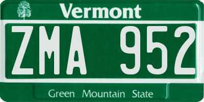 VT license plate ZMA952