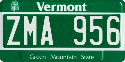 VT license plate ZMA956