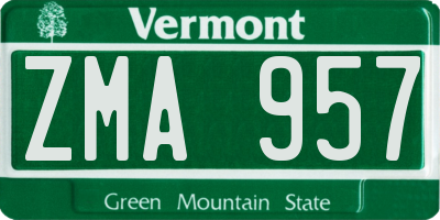 VT license plate ZMA957