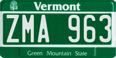 VT license plate ZMA963