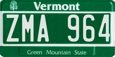 VT license plate ZMA964