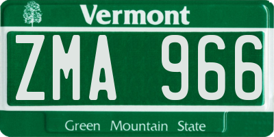 VT license plate ZMA966