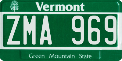 VT license plate ZMA969