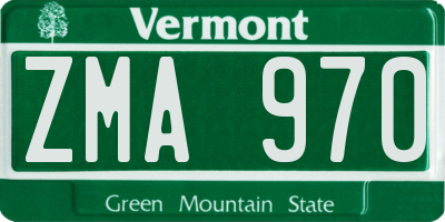 VT license plate ZMA970