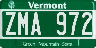 VT license plate ZMA972