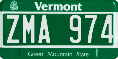 VT license plate ZMA974