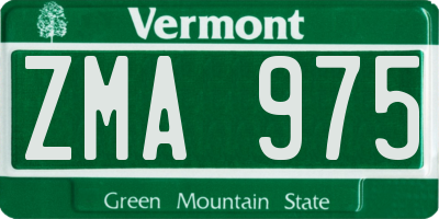 VT license plate ZMA975