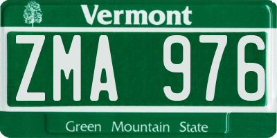 VT license plate ZMA976