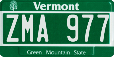 VT license plate ZMA977