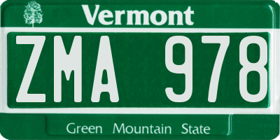 VT license plate ZMA978