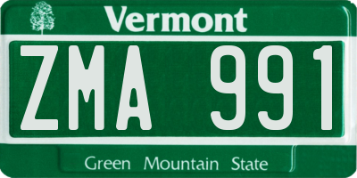 VT license plate ZMA991