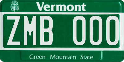VT license plate ZMB000