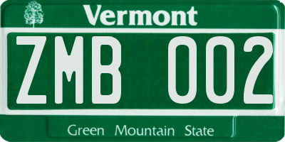 VT license plate ZMB002