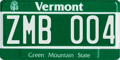 VT license plate ZMB004