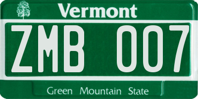 VT license plate ZMB007
