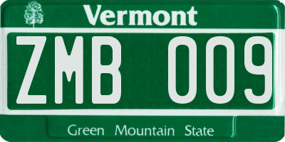 VT license plate ZMB009