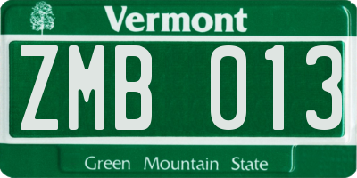 VT license plate ZMB013