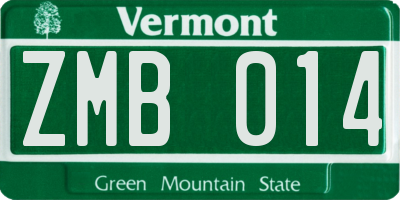 VT license plate ZMB014