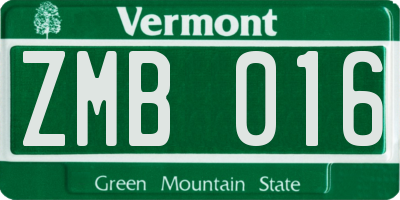 VT license plate ZMB016