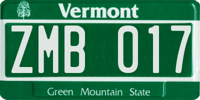 VT license plate ZMB017