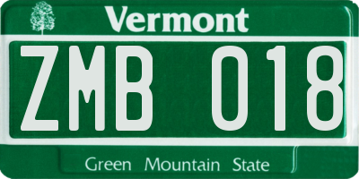 VT license plate ZMB018