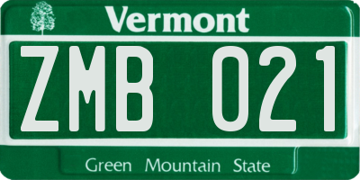 VT license plate ZMB021