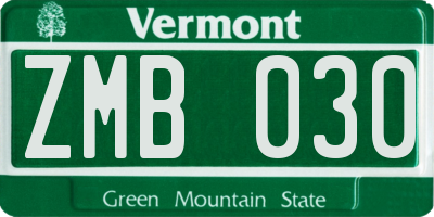 VT license plate ZMB030